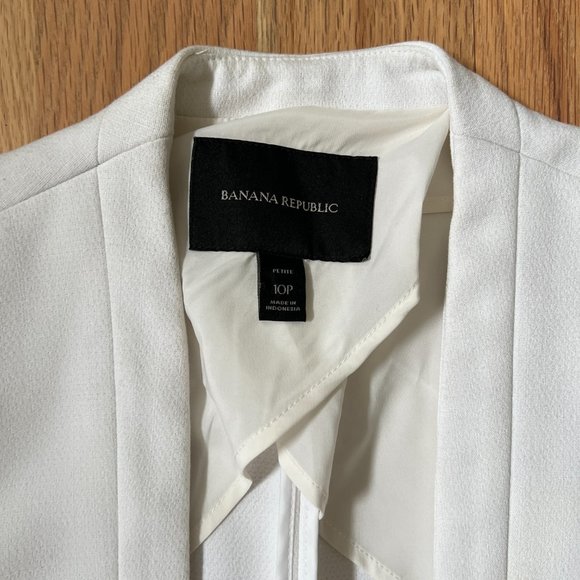 banana republic - white fitted blazer - women's size 10P - Picture 2 of 5